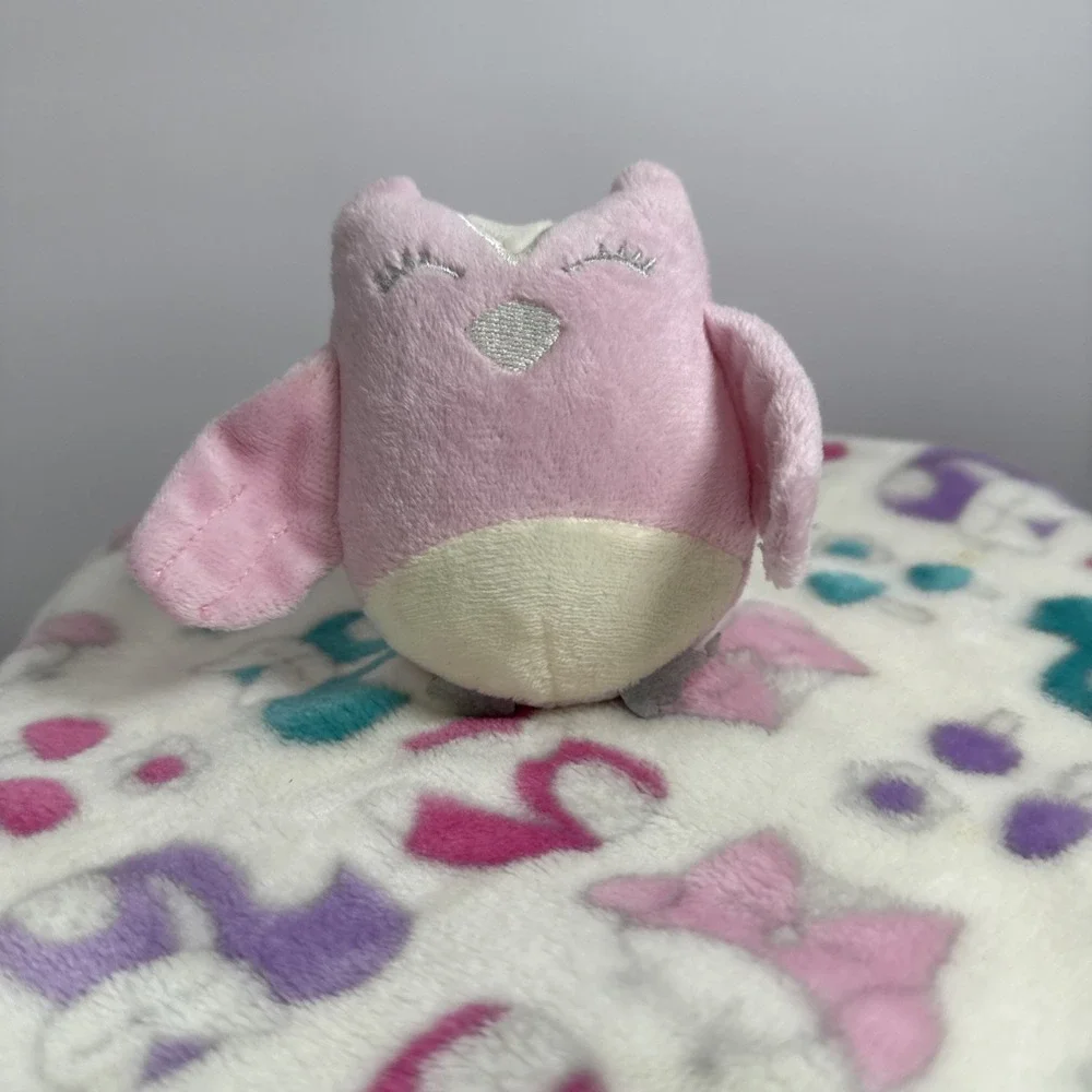 Lightning Bug Pink White Teal Owl Fox Security Blanket Satin Back Baby Lovey 13